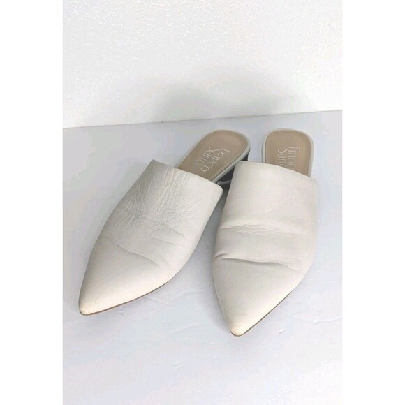 Franco Sarto Shoes - Franco Sarto Visa Mule Heel Slip On Pointed Toe White Leather Womens - Sz 7M